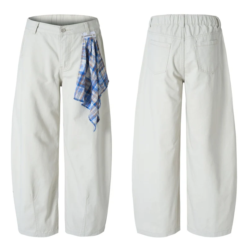 Herren Extraweite Baumwoll‑Twill‑Palazzohose mit markanten Saumnähten und skulpturaler Form Drune