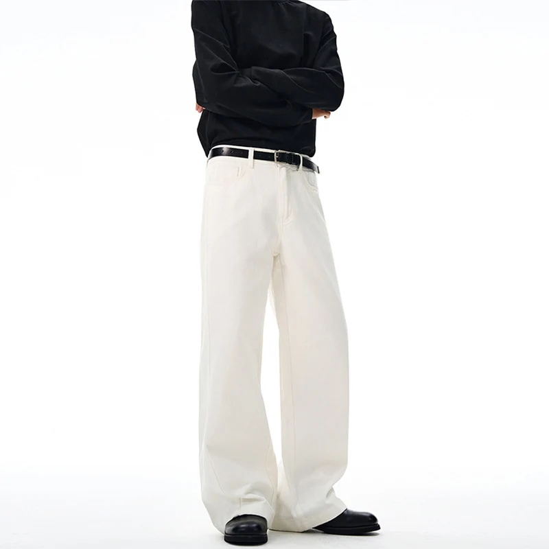 Herren Extraweite Baumwoll-Twill-Hose mit hoher Bundhöhe und extra weitem Bein Drune
