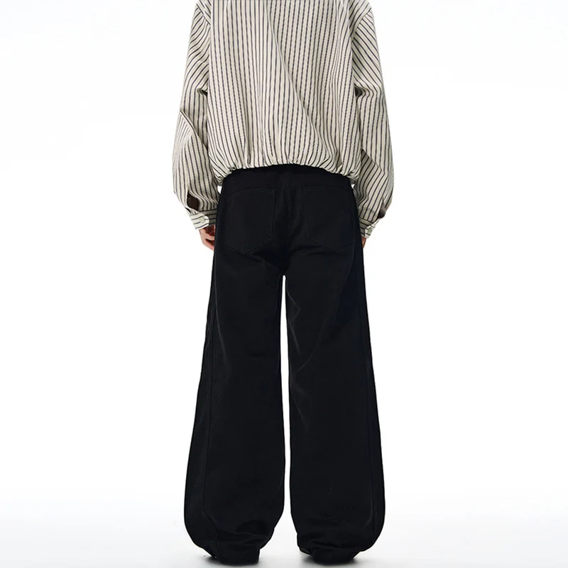 Herren Extraweite Baumwoll-Twill-Hose mit hoher Bundhöhe und extra weitem Bein Drune