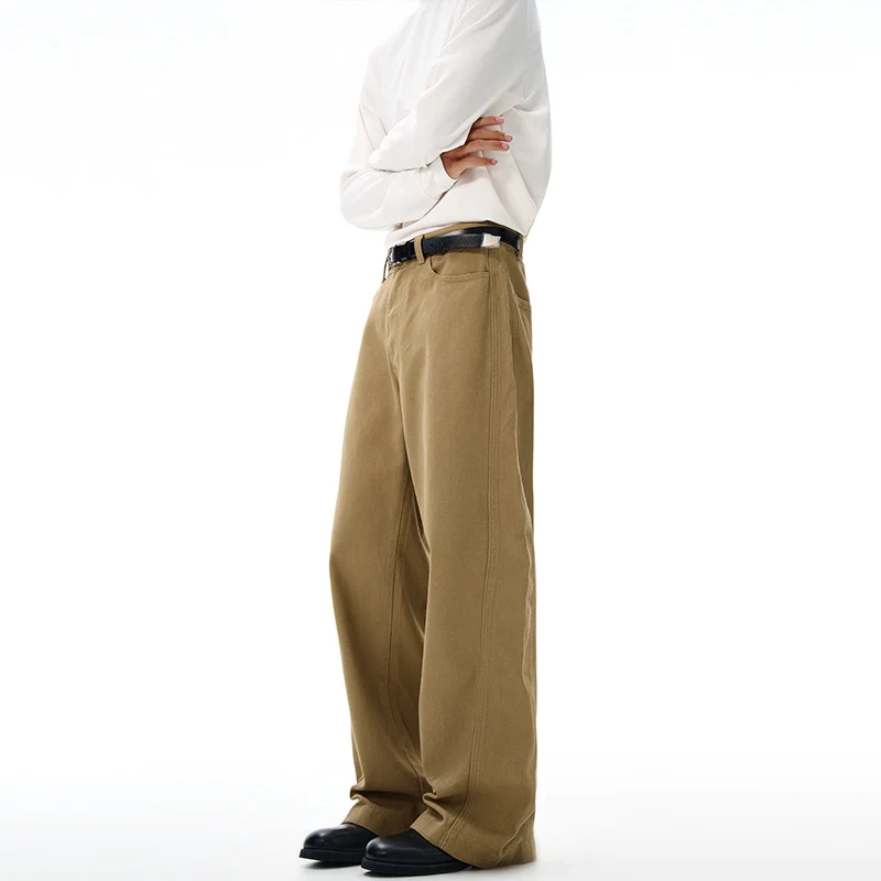 Herren Extraweite Baumwoll-Twill-Hose mit hoher Bundhöhe und extra weitem Bein Drune