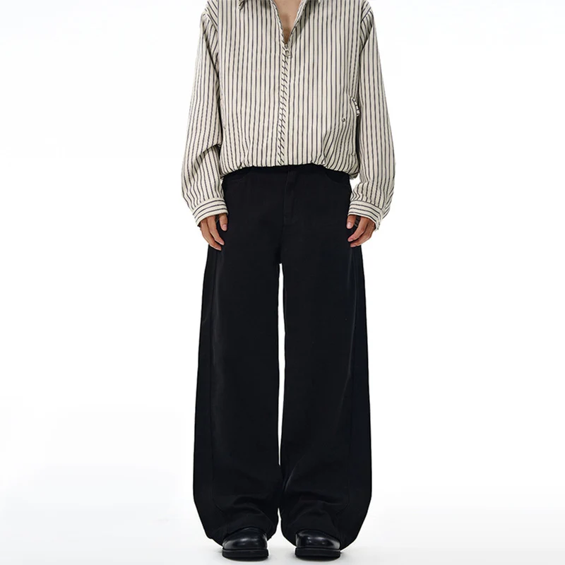 Herren Extraweite Baumwoll-Twill-Hose mit hoher Bundhöhe und extra weitem Bein Drune