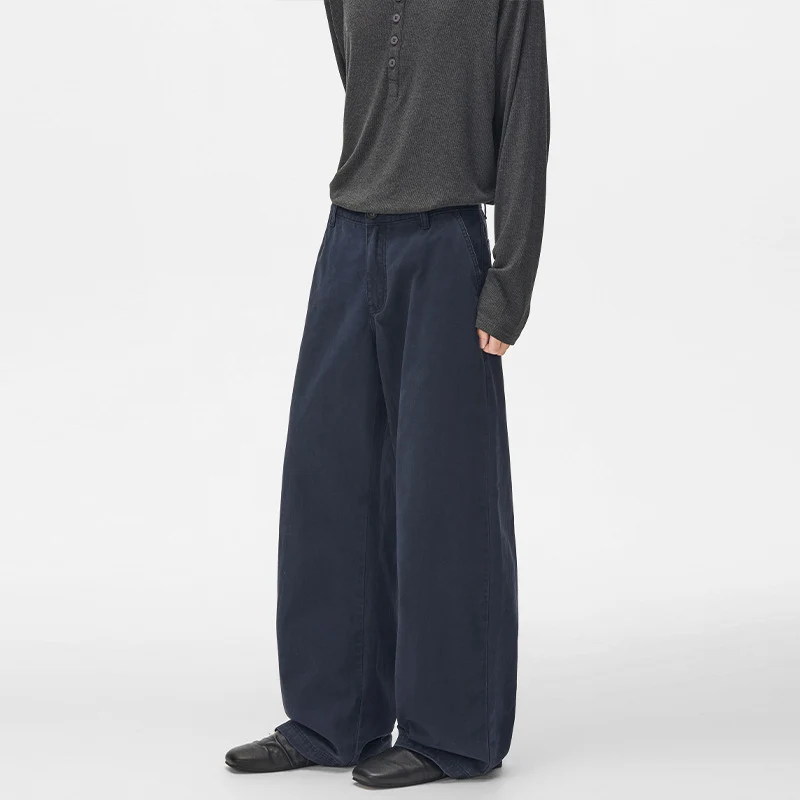 Herren Extraweite Baumwoll‑Twill Baggyhose mit tiefem Schritt und Karabineranhänger Drune