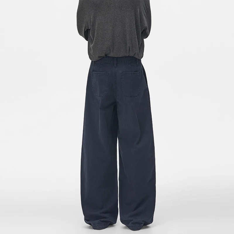 Herren Extraweite Baumwoll‑Twill Baggyhose mit tiefem Schritt und Karabineranhänger Drune