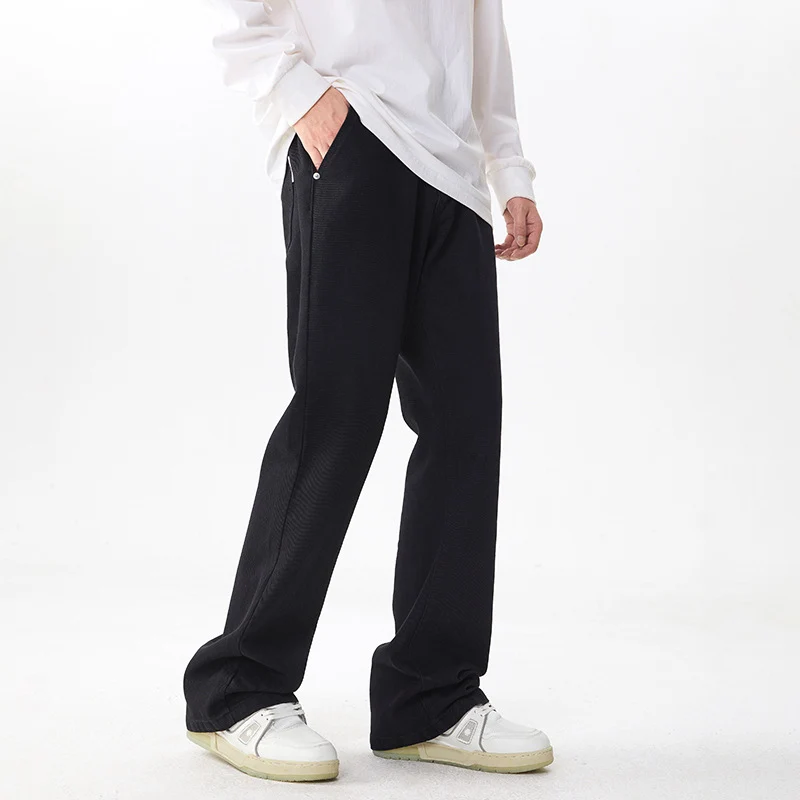 Herren Extraweite Baumwoll‑Mix Loungehose mit tiefem Schritt und seitlichen Eingrifftaschen Drune