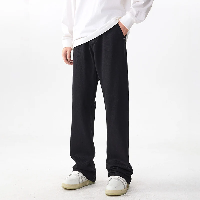 Herren Extraweite Baumwoll‑Mix Loungehose mit tiefem Schritt und seitlichen Eingrifftaschen Drune