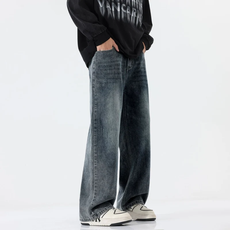 Herren Extraweite Baggy-Jeans mit extra langer Saumkante und dezenter Repair-Optik Drune