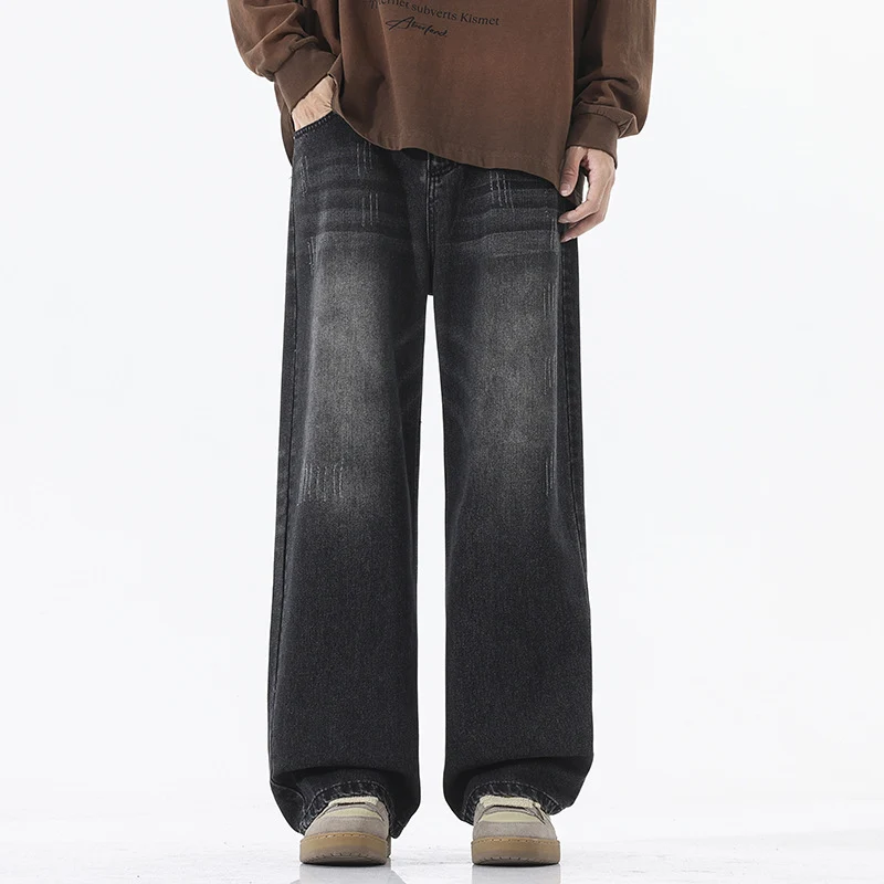 Herren Extraweite Baggy-Jeans mit extra langer Saumkante und dezenter Repair-Optik Drune