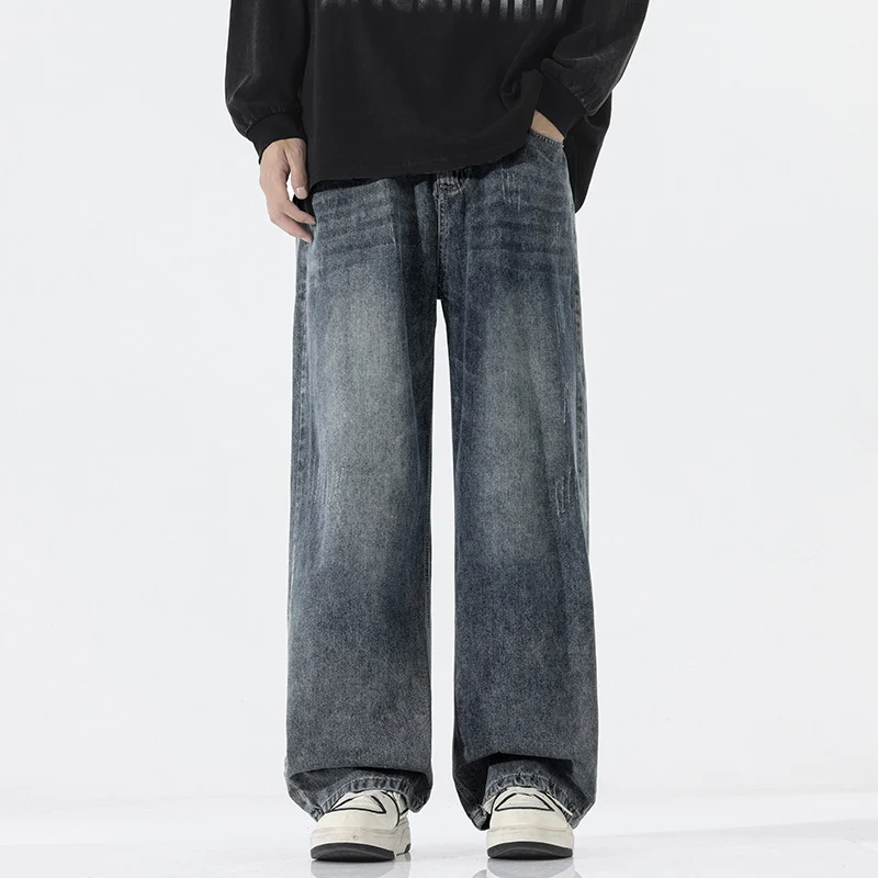 Herren Extraweite Baggy-Jeans mit extra langer Saumkante und dezenter Repair-Optik Drune