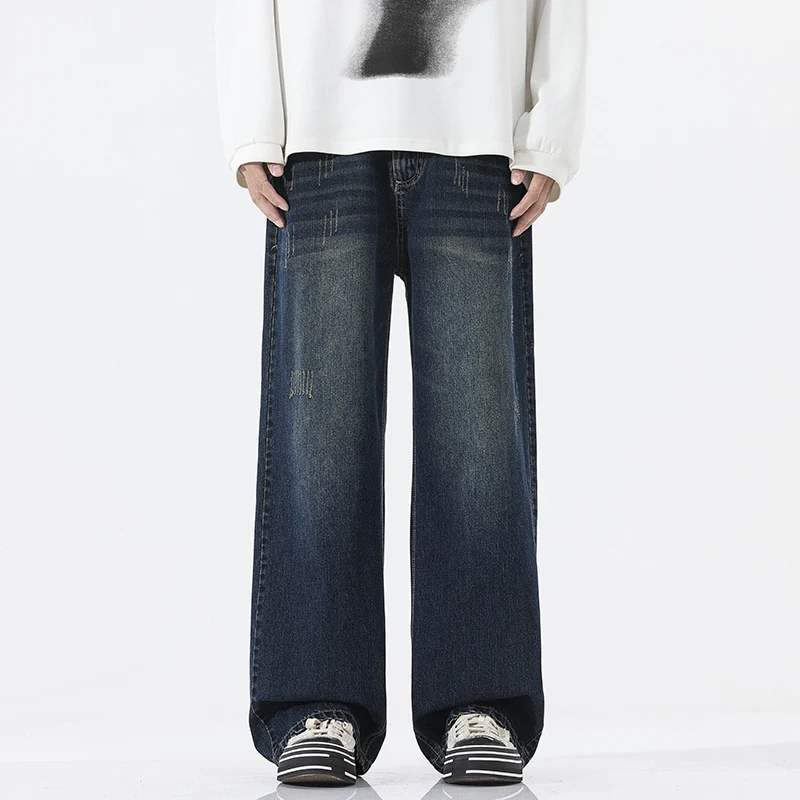 Herren Extraweite Baggy-Jeans mit extra langer Saumkante und dezenter Repair-Optik Drune