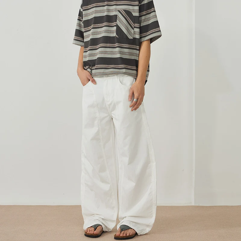 Herren Extraweite Baggy-Hose aus leichtem Baumwoll-Twill mit Tunnelzugsaum und Teilungsnähten Drune