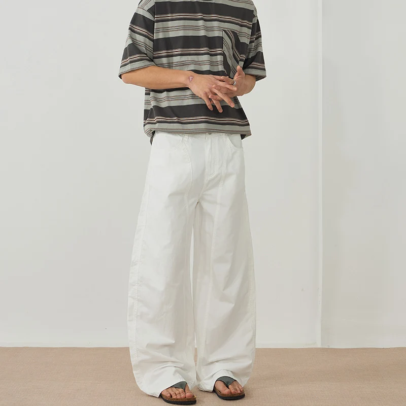 Herren Extraweite Baggy-Hose aus leichtem Baumwoll-Twill mit Tunnelzugsaum und Teilungsnähten Drune