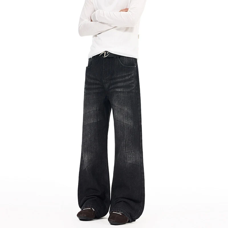 Herren Extraweit geschnittene Vintage-Baggy-Jeans mit tiefem Schritt und ausladendem Saum Drune