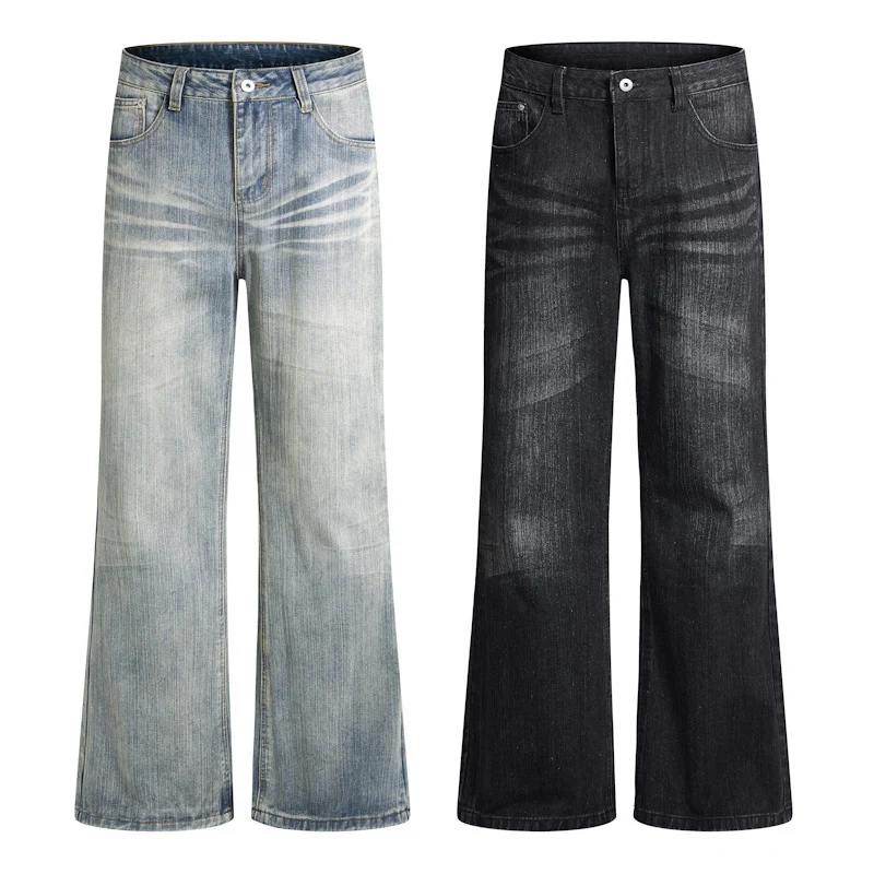 Herren Extraweit geschnittene Vintage-Baggy-Jeans mit tiefem Schritt und ausladendem Saum Drune