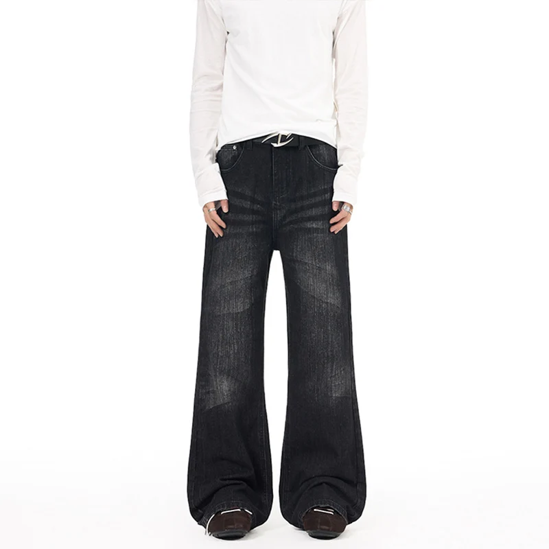 Herren Extraweit geschnittene Vintage-Baggy-Jeans mit tiefem Schritt und ausladendem Saum Drune