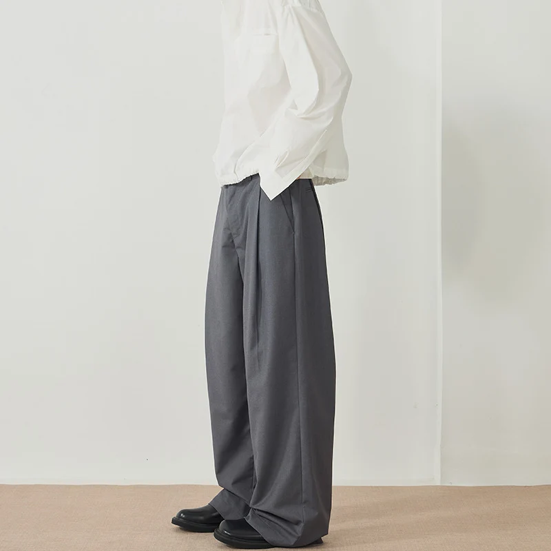 Herren Elegante Palazzo-Hose aus fließendem Twill mit extra weitem Bein Drune