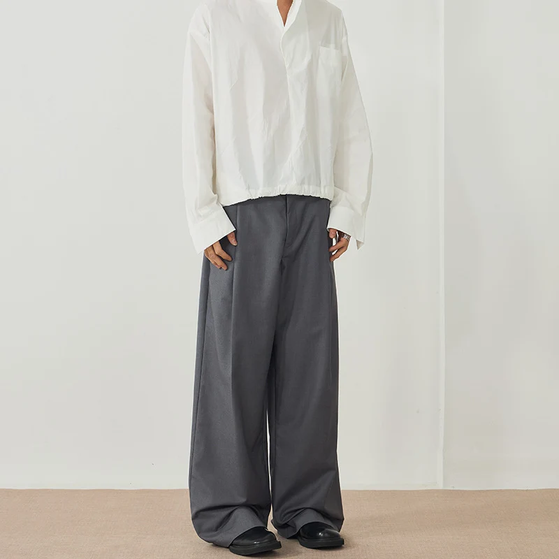 Herren Elegante Palazzo-Hose aus fließendem Twill mit extra weitem Bein Drune