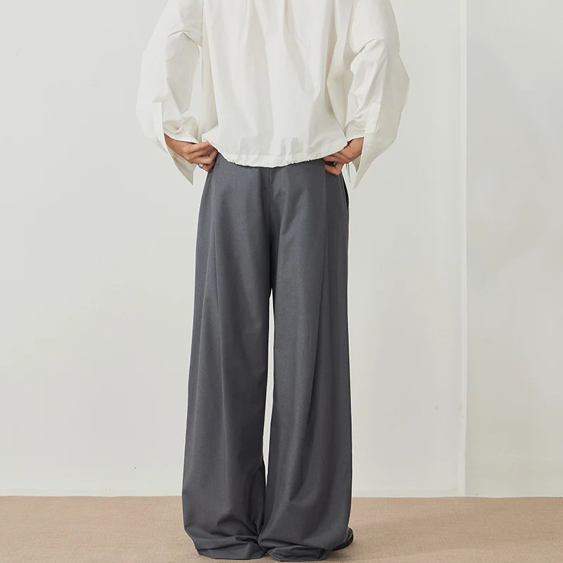Herren Elegante Palazzo-Hose aus fließendem Twill mit extra weitem Bein Drune