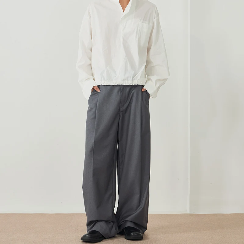 Herren Elegante Palazzo-Hose aus fließendem Twill mit extra weitem Bein Drune