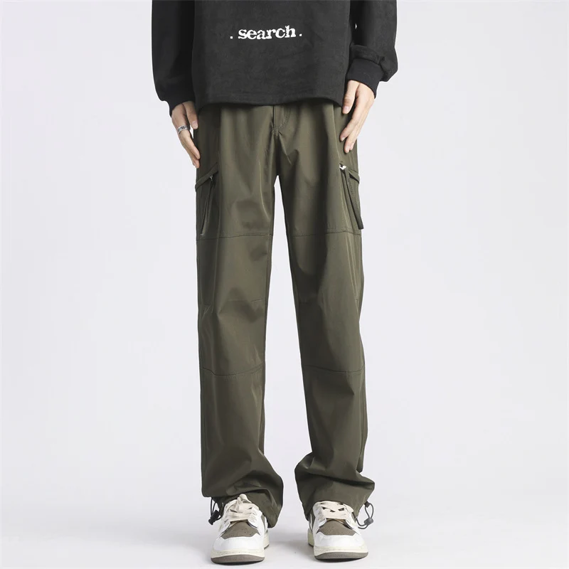 Herren Cargo-Twill-Hose mit elastischem Bund, Reißverschlusstaschen und Kordelzug Drune