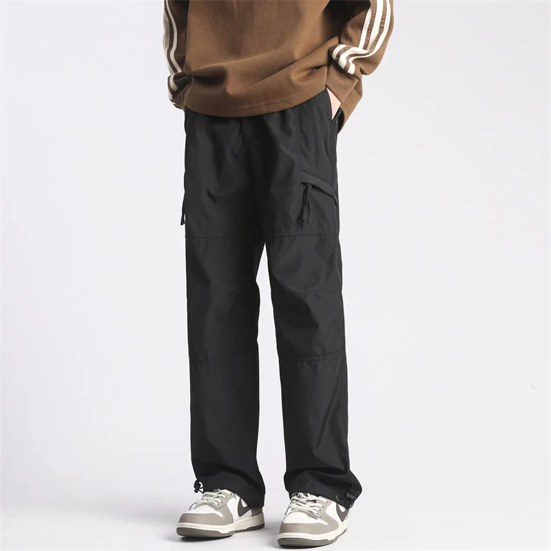 Herren Cargo-Twill-Hose mit elastischem Bund, Reißverschlusstaschen und Kordelzug Drune