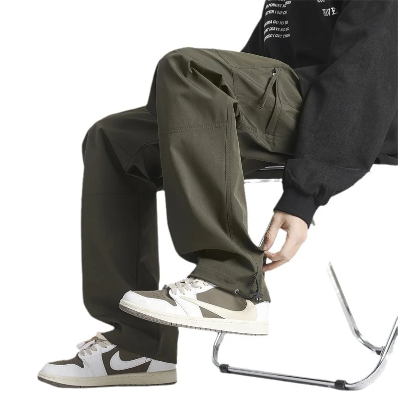 Herren Cargo-Twill-Hose mit elastischem Bund, Reißverschlusstaschen und Kordelzug Drune