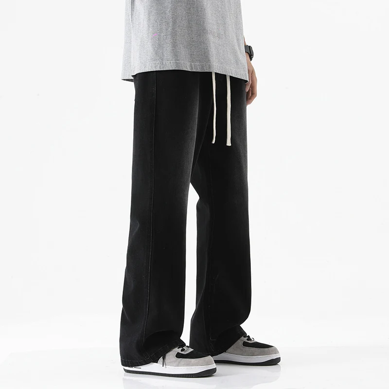 Herren Bodenlange Stonewashed Baggy-Jeans mit extra weitem Bein und tiefem Schritt Drune
