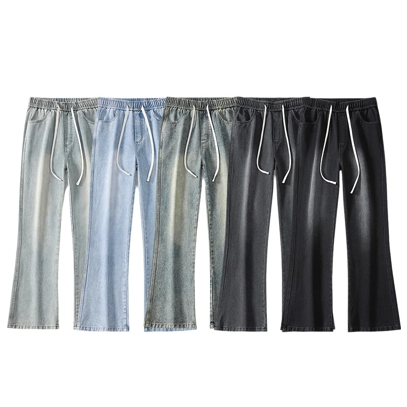 Herren Bodenlange Stonewashed Baggy-Jeans mit extra weitem Bein und tiefem Schritt Drune