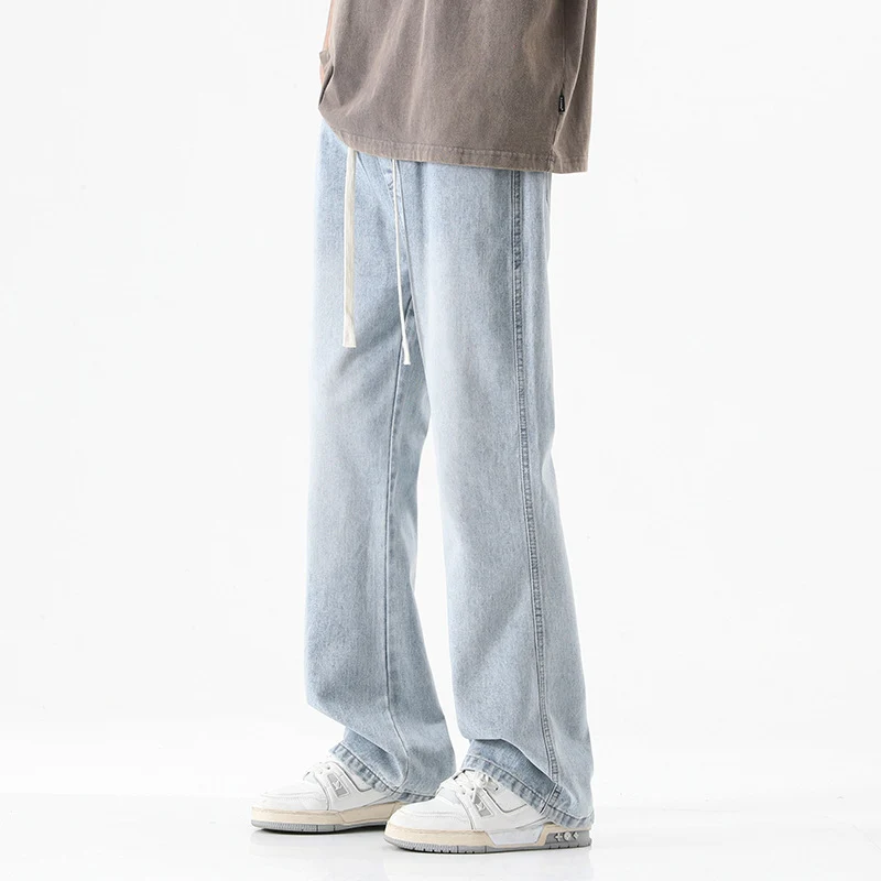 Herren Bodenlange Stonewashed Baggy-Jeans mit extra weitem Bein und tiefem Schritt Drune