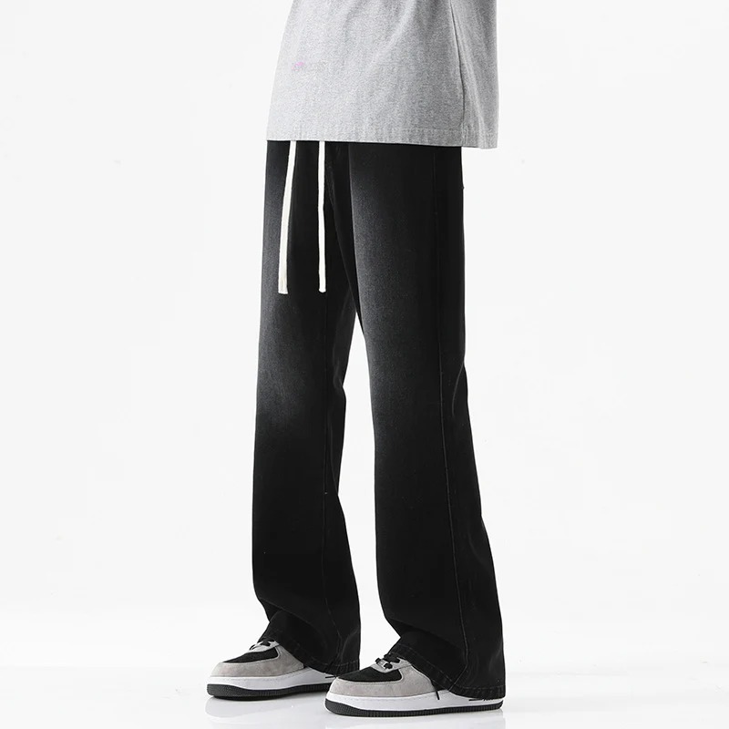 Herren Bodenlange Stonewashed Baggy-Jeans mit extra weitem Bein und tiefem Schritt Drune