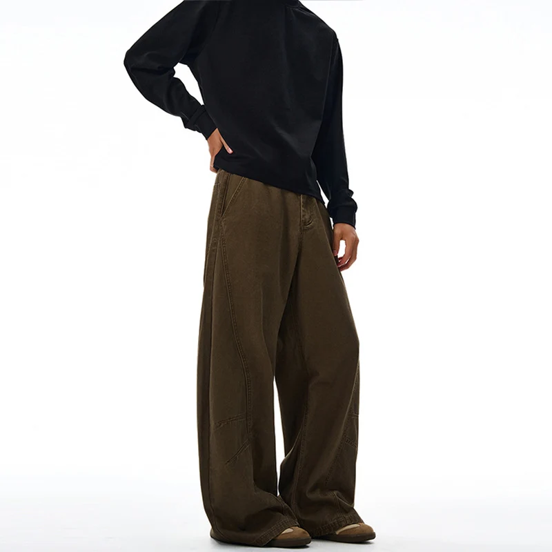 Herren Baggy-Palazzo-Hose aus schwerem Baumwoll-Canvas mit verstärkten Knieeinsätzen Drune