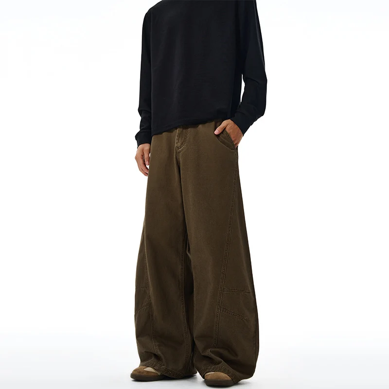 Herren Baggy-Palazzo-Hose aus schwerem Baumwoll-Canvas mit verstärkten Knieeinsätzen Drune