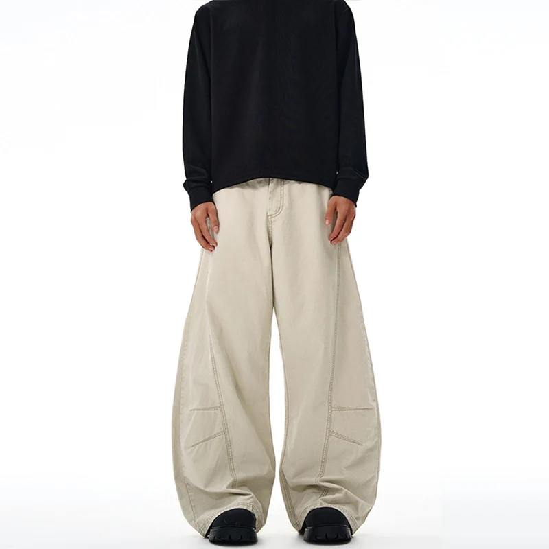 Herren Baggy-Palazzo-Hose aus schwerem Baumwoll-Canvas mit verstärkten Knieeinsätzen Drune