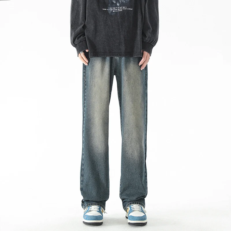 Herren Baggy-Jeans im Vintage-Stonewash mit weitem geradem Bein Drune