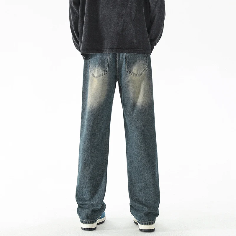 Herren Baggy-Jeans im Vintage-Stonewash mit weitem geradem Bein Drune