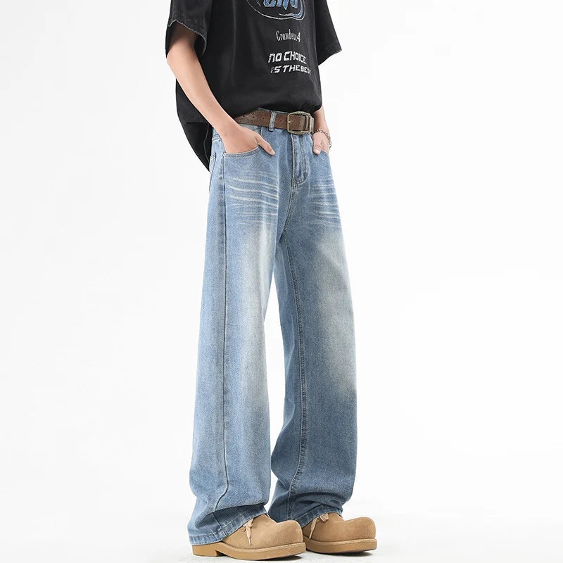 Herren Baggy-Jeans im ultralangen Palazzoschnitt mit dezenter Faltenoptik Drune