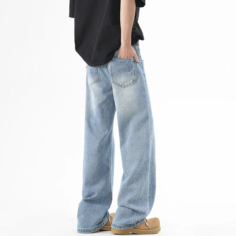 Herren Baggy-Jeans im ultralangen Palazzoschnitt mit dezenter Faltenoptik Drune