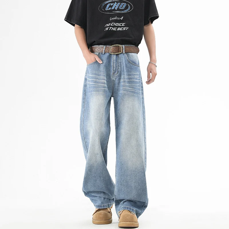 Herren Baggy-Jeans im ultralangen Palazzoschnitt mit dezenter Faltenoptik Drune