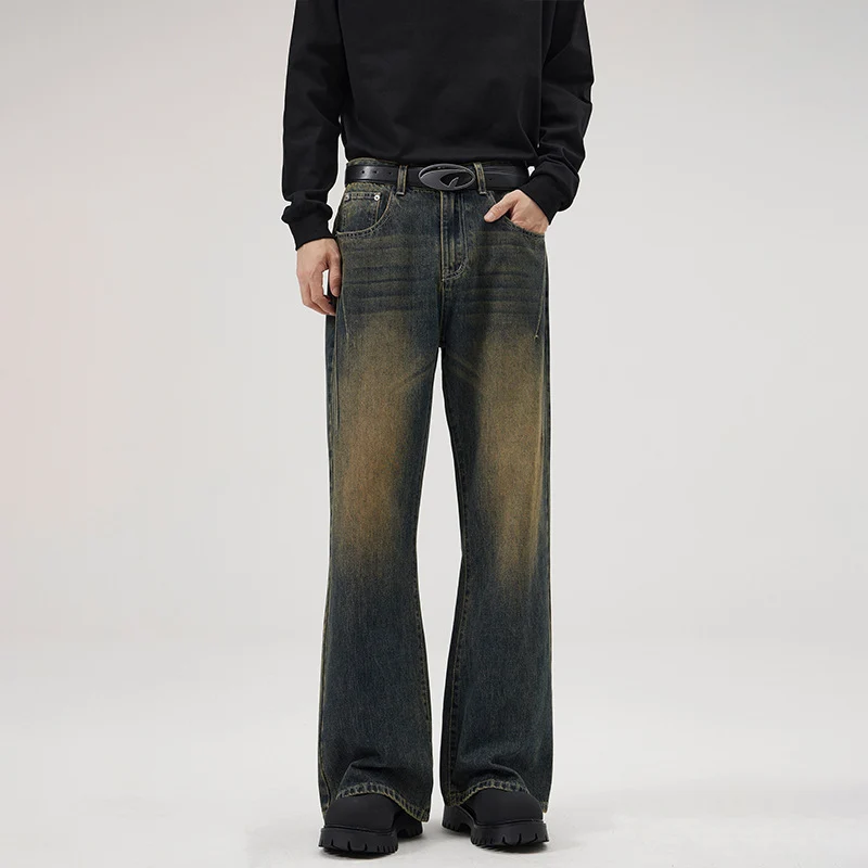 Herren Baggy-Denimhose mit extra weitem Bein und Vintage-Waschung Drune