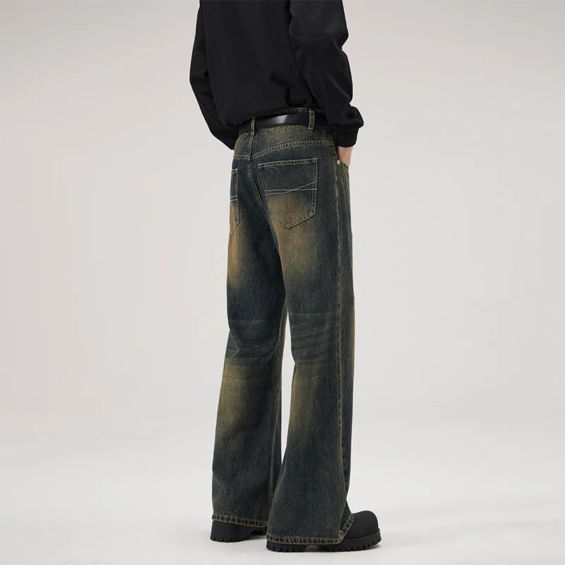 Herren Baggy-Denimhose mit extra weitem Bein und Vintage-Waschung Drune