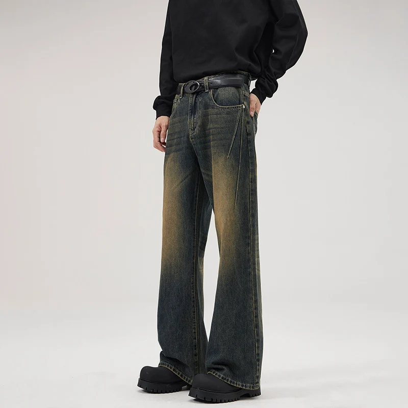 Herren Baggy-Denimhose mit extra weitem Bein und Vintage-Waschung Drune