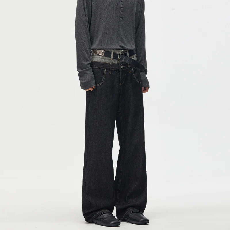 Herren Baggy-Denimhose mit doppeltem Bund und ultrabreitem Bein Drune