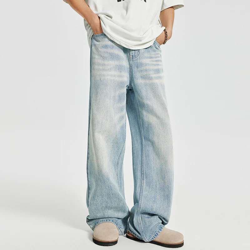 Herren Baggy-Denim-Palazzohose im washed‑Lightlook mit extra weitem Bein Drune