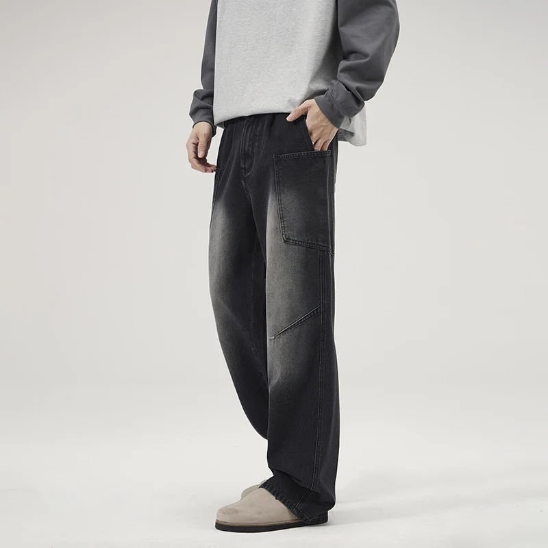 Herren Baggy-Denim-Cargohose mit ergonomischen Knieabnähern und großzügigen Fronttaschen Drune