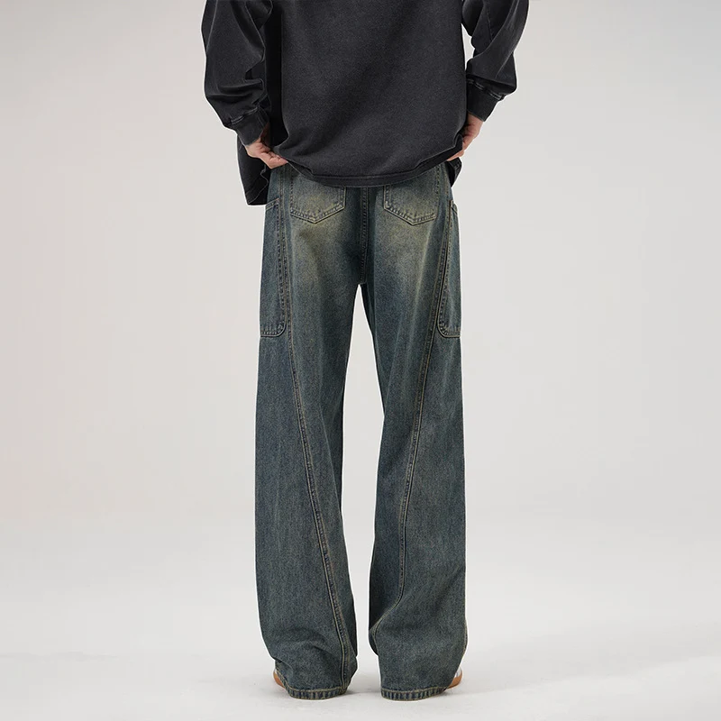 Herren Baggy-Denim-Cargohose mit ergonomischen Knieabnähern und großzügigen Fronttaschen Drune