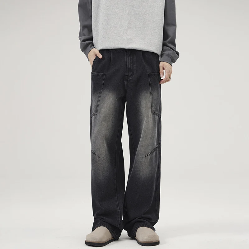 Herren Baggy-Denim-Cargohose mit ergonomischen Knieabnähern und großzügigen Fronttaschen Drune