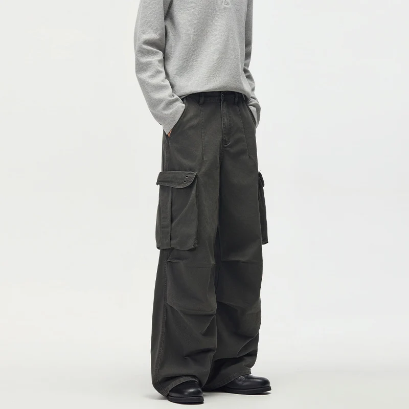 Herren Baggy-Cargohose mit extra weitem Bein, tiefem Schritt und großen Klappentaschen Drune