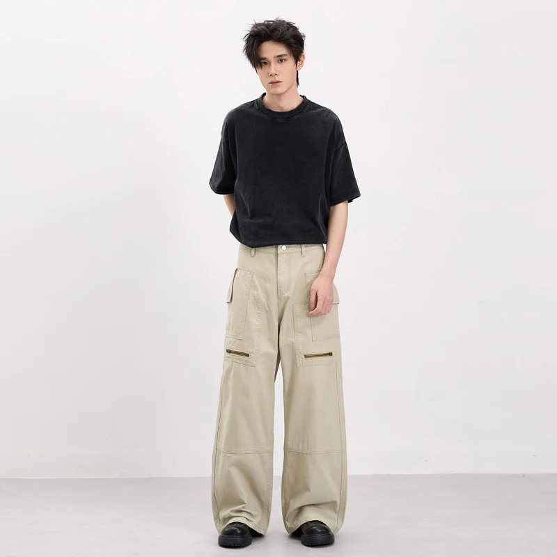 Herren Baggy-Cargohose im Workwear-Stil mit großen aufgesetzten Taschen und Zipper-Details Drune