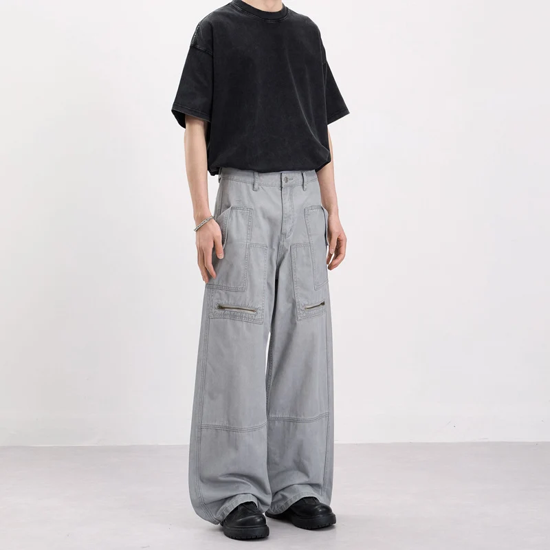 Herren Baggy-Cargohose im Workwear-Stil mit großen aufgesetzten Taschen und Zipper-Details Drune