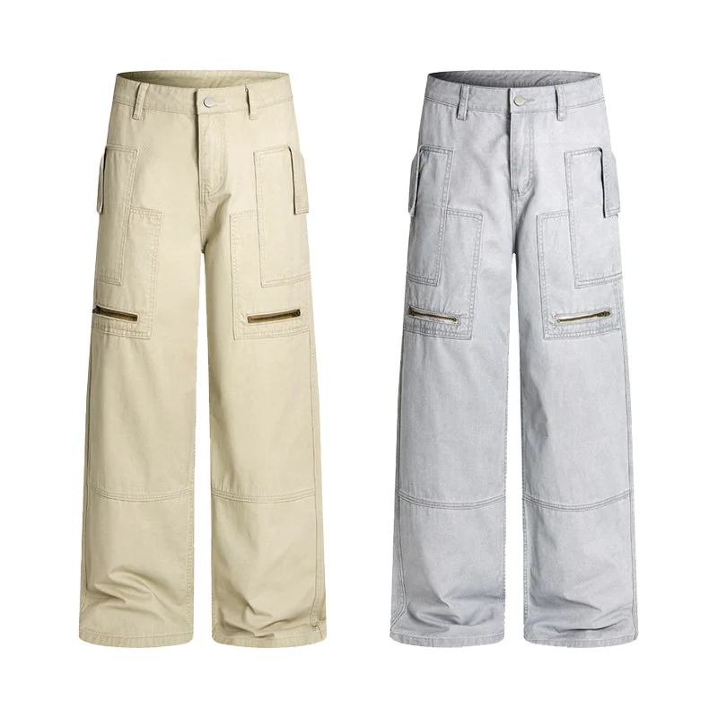 Herren Baggy-Cargohose im Workwear-Stil mit großen aufgesetzten Taschen und Zipper-Details Drune
