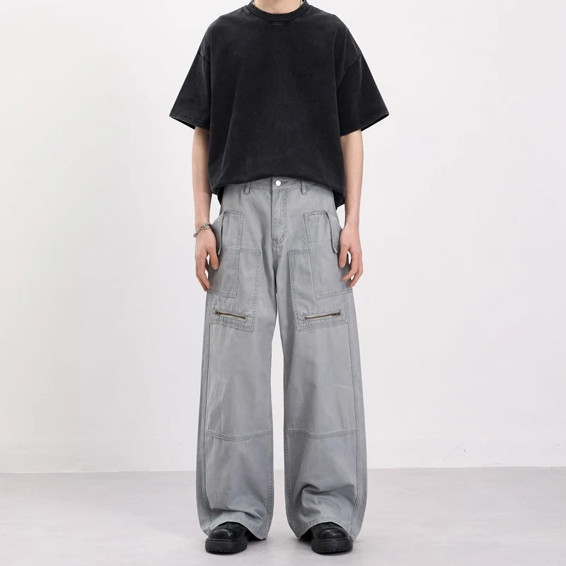 Herren Baggy-Cargohose im Workwear-Stil mit großen aufgesetzten Taschen und Zipper-Details Drune
